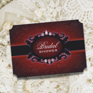 Black Red burgundy Gothic Bridal Shower Invitation
