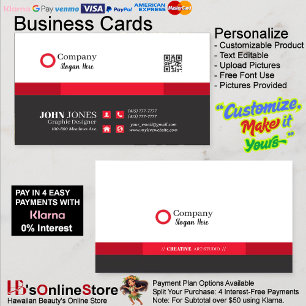 Black & Red Business Cards 10 Pack of 100