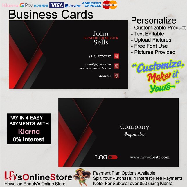 Black & Red Business Cards 41 Pack of 100 (Black & Red Business Cards 41 Pack of 100.)