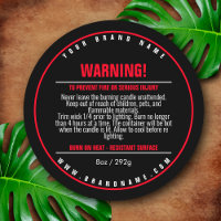 Black / Red Candle Product Warning Label Sticker