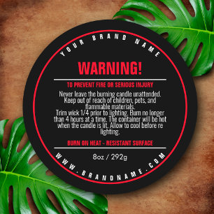 Black / Red Candle Product Warning Label Sticker