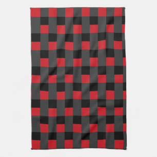 Black Red Check Kitchen Towel