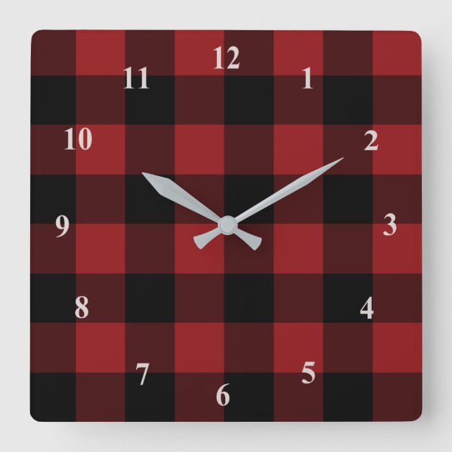 Black Red Check Wall Clock (Front)