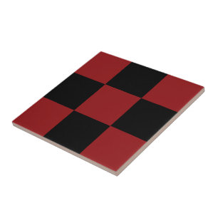 Black & Red Checked - Ceramic Tile