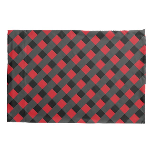 Black Red Checked Pillowcase (Back)