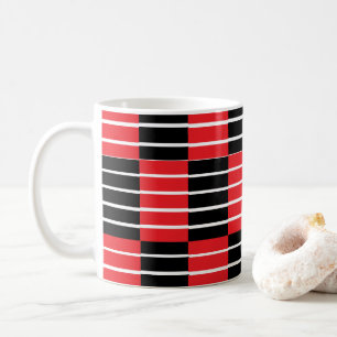Black Red Checks and Stripes Coffee Mug