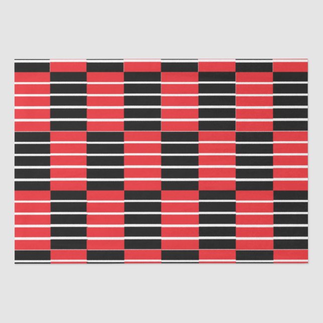 Black Red Checks and Stripes  Tissue Paper (Front)