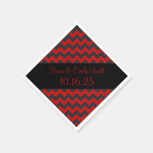 Black red chevron customisable paper napkins