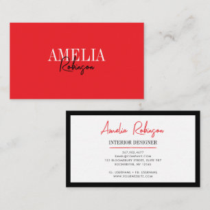 Black Red Chic Contrast Stylish Business Card