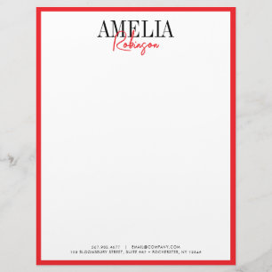 Black Red Chic Contrast Stylish Letterhead