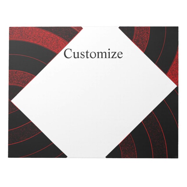 black/red chic modern curved chevrons notepad (Front)