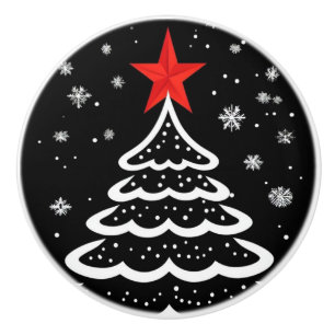 Black & Red Christmas Ceramic Knob