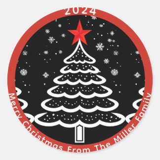 Black & Red Christmas Classic Round Sticker