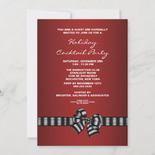 Black Red Christmas Cocktail Party Invitation