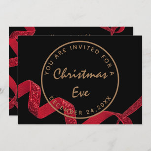Black Red Christmas Eve Dinner Winter Invitation