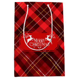 Black Red Christmas  Medium Gift Bag