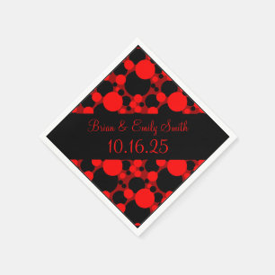 Black red circles customisable paper napkins