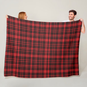 Black Red Classic Plaid Tartan Pattern Fleece Blanket