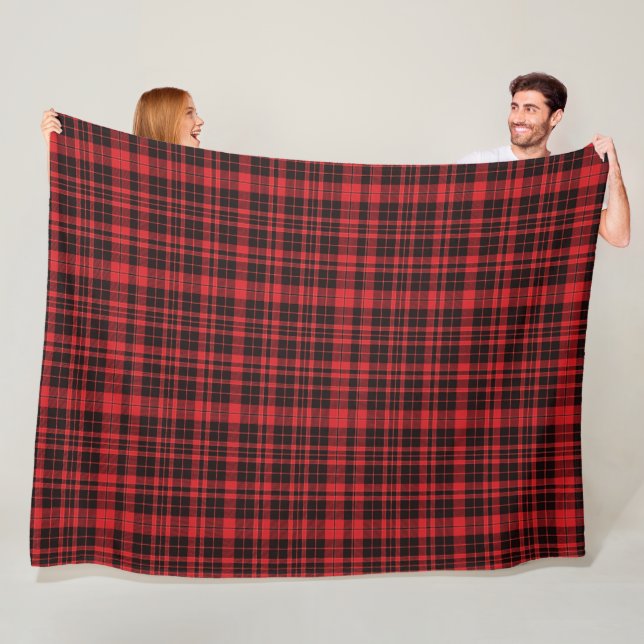 Black Red Classic Plaid Tartan Pattern Fleece Blanket (In Situ)