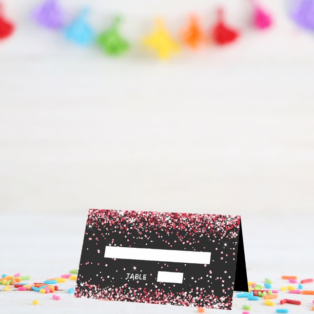 Black red confetti birthday party place card (Creator Uploaded)
