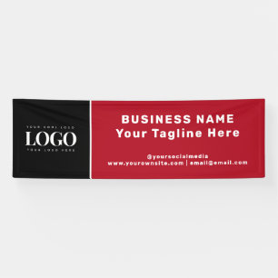 Black & Red Custom Business Logo & Text Simple Banner
