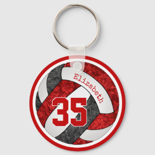 black red custom girls volleyball team colours key ring