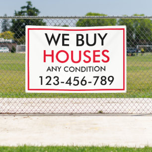 Black Red Custom We Buy Houses Real Estate Banner