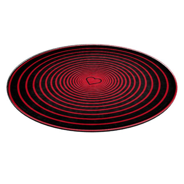 Black Red Cutting Board with Heart - Custom Colour (Corner)