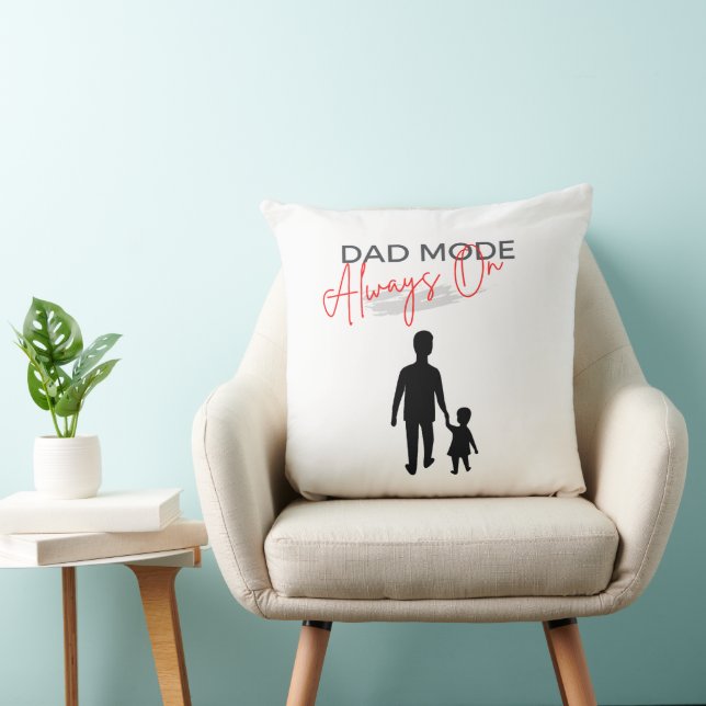 Black Red Dad Mode Always On Throw Pillow (Chair)