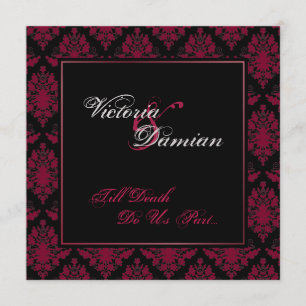 Black & Red Damask Gothic Wedding Invitation