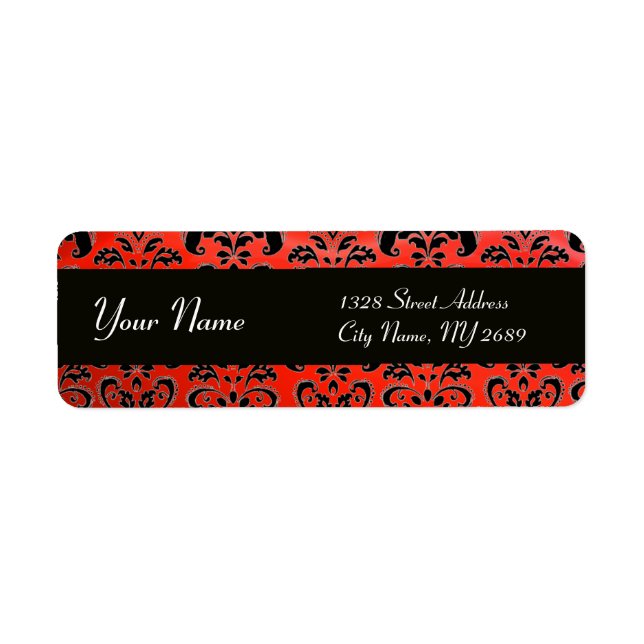 BLACK  RED  DAMASK RETURN ADDRESS LABEL (Front)