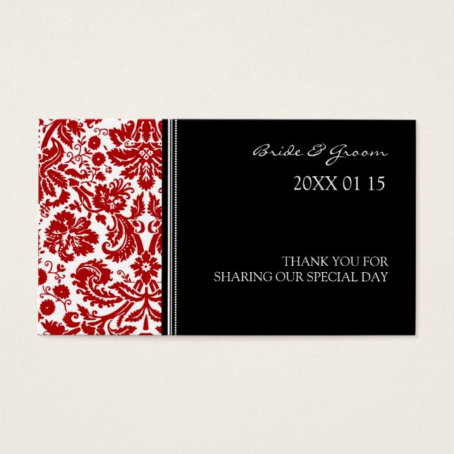 Black Red Damask Wedding Favour Tags (Front)