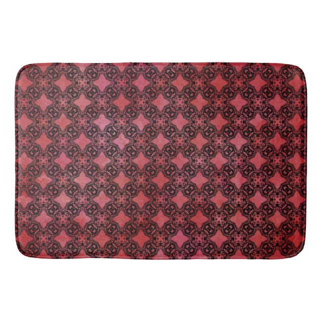 Black & Red Diamond Chains Pattern Bath Mat (Front)