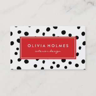 Black & Red Dot Spot Pattern Business Card
