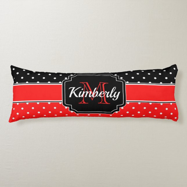 Black & Red Dots Pattern Body Cushion (Front)