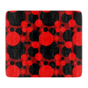 Black red dotted circles glass cutting board