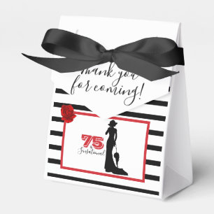 Black Red Elegant 75th Birthday Party THANK YOU Favour Box