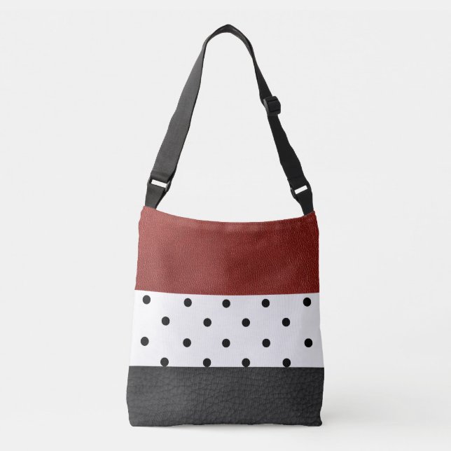 Black/Red Faux Leather Polka Dots - Tote Bag (Front)