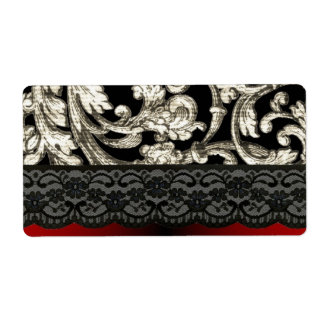 Black & red floral damask pattern