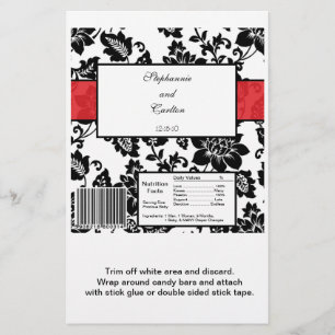 Black/Red Floral Damask Wedding Candy Wrapper