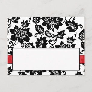 Black/Red Floral Damask Wedding Place Card