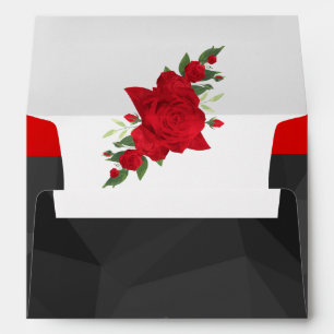 Black Red Floral Gradient Elegant Modern Chic   Envelope