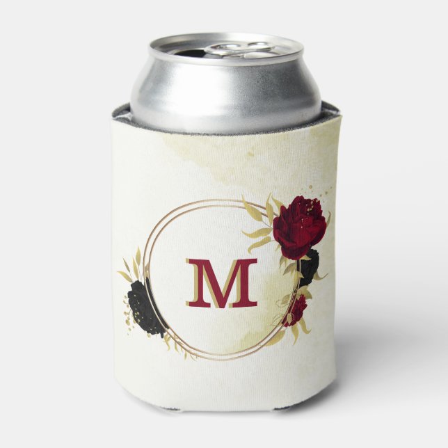 black red flowers gold leaves can cooler (Can Front)