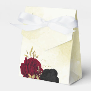 black red flowers gold leaves wedding favour box
