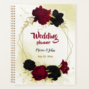 Black & red flowers gold wedding planner