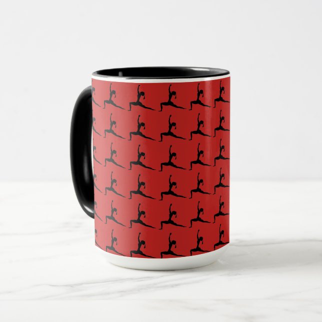 Black Red - Fun Yoga Designs Combo Coffee Mug/ Cup (Front Left)