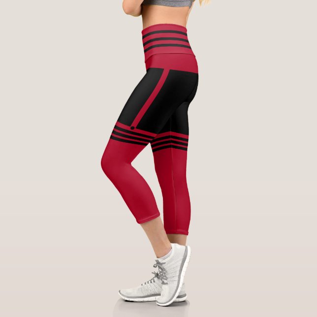 Black Red Funny Capri Leggings (Left)