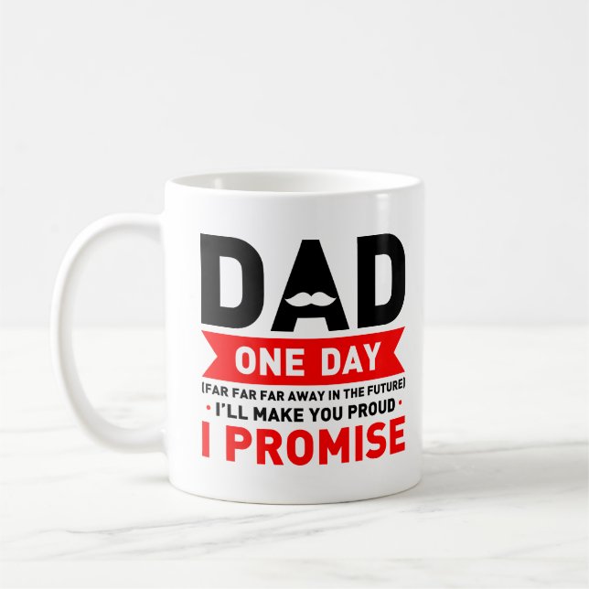 Black Red Funny Dad Quotes Father's Day Gift Ideas Coffee Mug (Left)