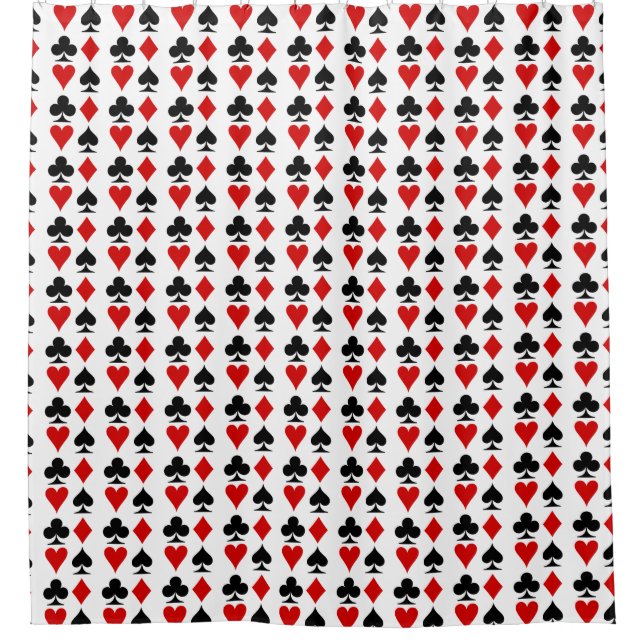 Black Red Gamling Cards Suits Shower Curtain (Front)