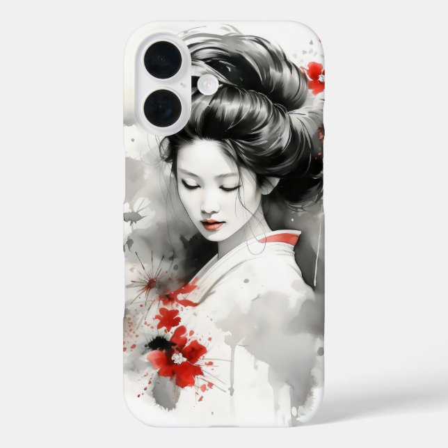 Black Red Geisha Case-Mate iPhone Case (Back)